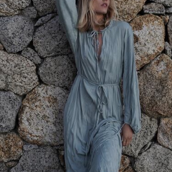 ZARA maxi wrinkle blue dress - Picture 3 of 6